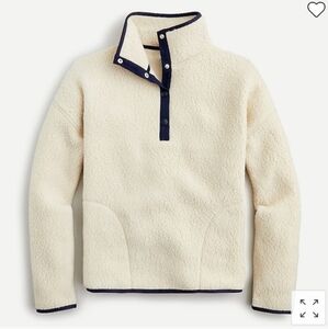 J crew Polartech Sherpa Vintage Fleece Half Snap Cream Off white Pullover Size M